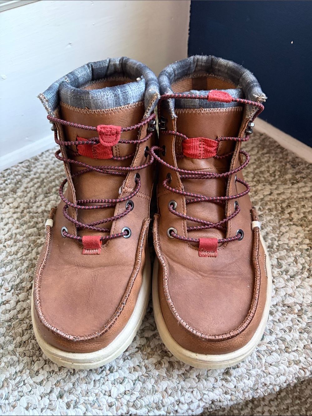 Hey Dude Brown Kids Lace-Up Boot with Red Accents